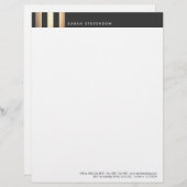 Elegant Gold en Black Striped DesignerLetterhead Gepersonaliseerd Briefhoofd (Voorkant / Achterkant)
