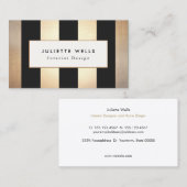 Elegant Gold en Black Stripes Interior Designer Visitekaartje (Voorkant / Achterkant)