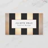 Elegant Gold en Black Stripes Interior Designer Visitekaartje (Voorkant)