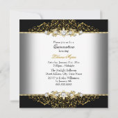 Elegant Gold en Black Swirl Damask Quinceanera Kaart (Achterkant)