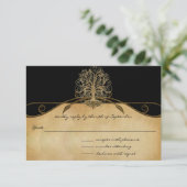 Elegant Gold en Black Tree Wedding RSVP (Staand voorkant)