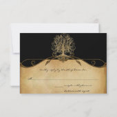 Elegant Gold en Black Tree Wedding RSVP (Achterkant)