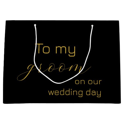 Elegant Gold en Black Wedding Groom Specialized Groot Cadeauzakje (Voorkant)