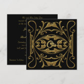 Elegant Gold en Black Wedding Invitation Kaart (Voorkant / Achterkant)