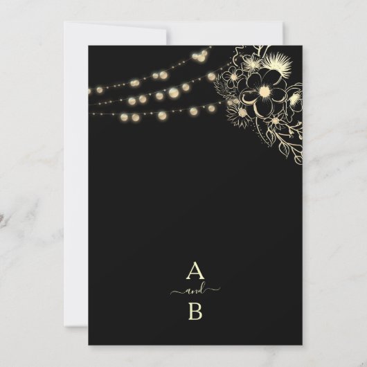  Elegant Gold en Black Wedding Kaart (Achterkant)