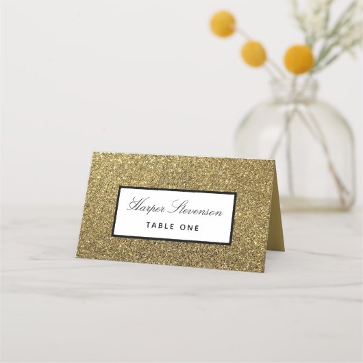 Elegant Gold en Black Wedding Plaatskaartje (Voorkant)