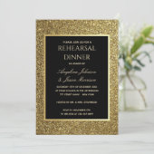 Elegant Gold en Black Wedding Rehearsal Dinner Kaart (Staand voorkant)