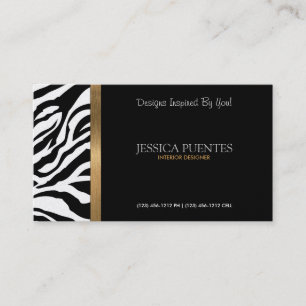Elegant Gold en Black Zebra Stripes Visitekaartje