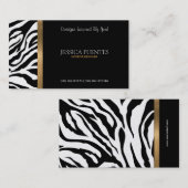 Elegant Gold en Black Zebra Stripes Visitekaartje (Voorkant / Achterkant)