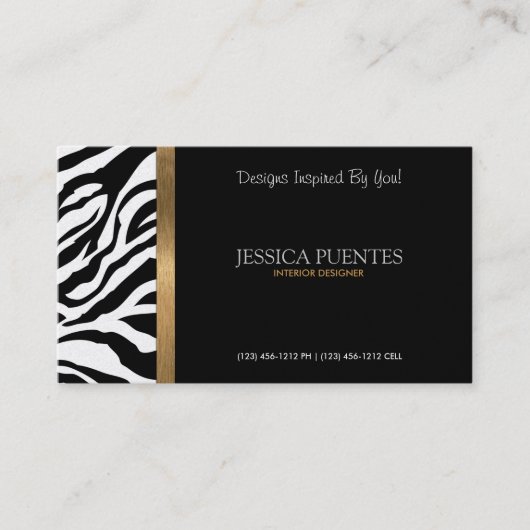 Elegant Gold en Black Zebra Stripes Visitekaartje (Voorkant)