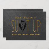 Elegant Gold en Black ZULLEN U MIJN BESTE MAN ZIJN Kaart (Voorkant / Achterkant)