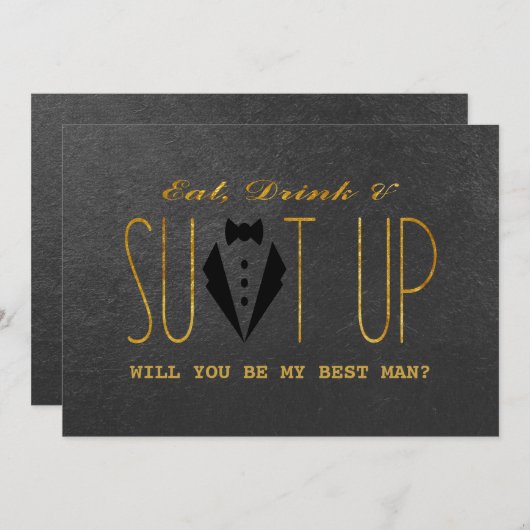 Elegant Gold en Black ZULLEN U MIJN BESTE MAN ZIJN Kaart (Voorkant / Achterkant)