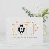 Elegant Gold en Black ZULLEN U MIJN GROOMSMAN ZIJN Kaart (Staand voorkant)