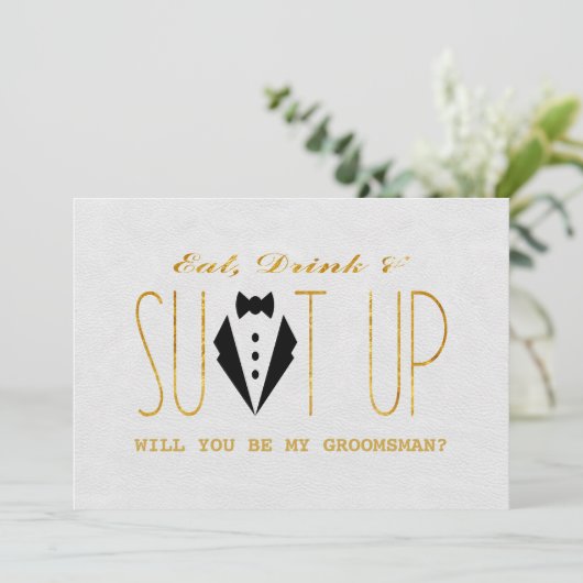 Elegant Gold en Black ZULLEN U MIJN GROOMSMAN ZIJN Kaart (Staand voorkant)