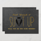 Elegant Gold en Black ZULLEN U MIJN RING BEARER ZI Kaart (Voorkant / Achterkant)