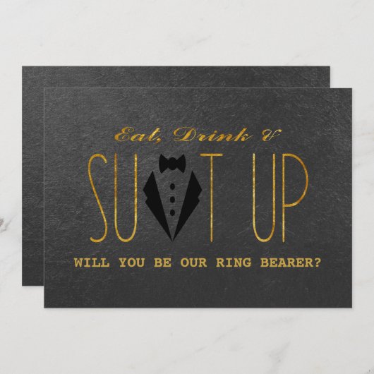 Elegant Gold en Black ZULLEN U MIJN RING BEARER ZI Kaart (Voorkant / Achterkant)