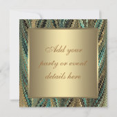 Elegant Gold en Blauwgroen Blue Birthday Party Kaart (Achterkant)