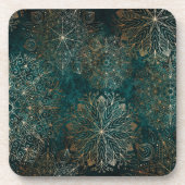 Elegant Gold en Blauwgroen Green Floral Mandala Pa Bier Onderzetter (Voorkant)