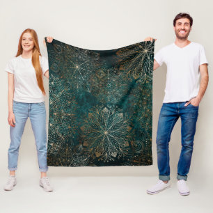 Elegant Gold en Blauwgroen Green Floral Mandala Pa Fleece Deken