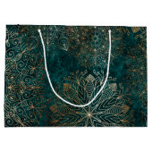 Elegant Gold en Blauwgroen Green Floral Mandala Pa Groot Cadeauzakje (Achterkant)