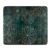 Elegant Gold en Blauwgroen Green Floral Mandala Pa Snijplank (Voorkant)