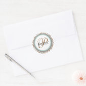 Elegant Gold en Blauwgroen monogrammed Wedding Sti Ronde Sticker (Envelop)