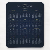 Elegant Gold en Blue 2021-kalender | Mousepad Muismat (Voorkant)