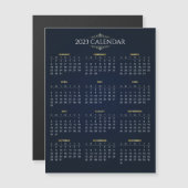 Elegant Gold en Blue 2023 Calendar Magnetic Card (Voorkant / Achterkant)