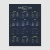 Elegant Gold en Blue 2023 Calendar Magnetic Card (Voorkant)