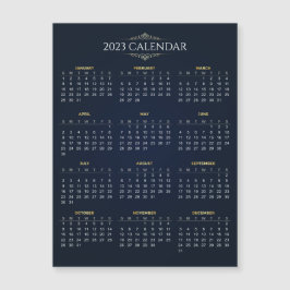 Elegant Gold en Blue 2023 Calendar Magnetic Card
