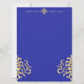 Elegant Gold en Blue Damask slaan de datum op Save The Date (Achterkant)