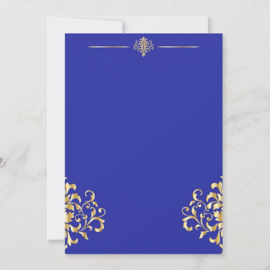 Elegant Gold- en Blue Damask-tabelnummers Kaart (Achterkant)