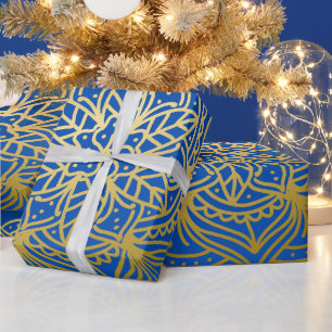 Elegant Gold en Blue Mandala Pattern Cadeaupapier