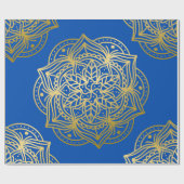 Elegant Gold en Blue Mandala Pattern Cadeaupapier (Vlak)