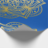 Elegant Gold en Blue Mandala Pattern Cadeaupapier (Hoek)