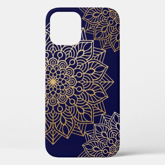 Elegant Gold en Blue Mandala Pattern Case-Mate iPhone Case (Achterkant)