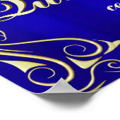 Elegant Gold en Blue Quinceanera Welcome Sign. Poster (Hoek)