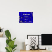 Elegant Gold en Blue Quinceanera Welcome Sign. Poster (Thuiskantoor)