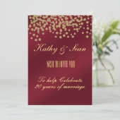 Elegant Gold en Bourgogne Jubileum Kaart (Staand voorkant)