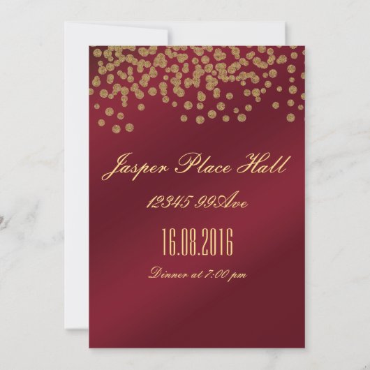 Elegant Gold en Bourgogne Jubileum Kaart (Achterkant)