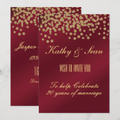 Elegant Gold en Bourgogne Jubileum Kaart (Voorkant / Achterkant)