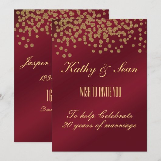 Elegant Gold en Bourgogne Jubileum Kaart (Voorkant / Achterkant)