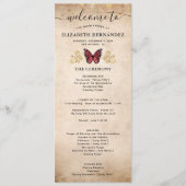 Elegant Gold en Bourgondië Quince Butterfly Progra Programmakaart (Voorkant)