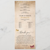 Elegant Gold en Bourgondië Quince Butterfly Progra Programmakaart (Achterkant)