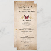 Elegant Gold en Bourgondië Quince Butterfly Progra Programmakaart (Voorkant / Achterkant)