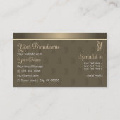 Elegant Gold en bruin met Initialen Professional Visitekaartje (Achterkant)