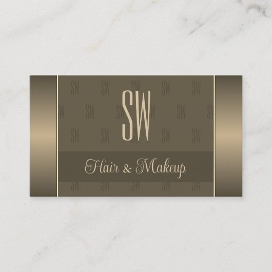 Elegant Gold en bruin met Initialen Professional Visitekaartje (Voorkant)