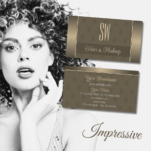 Elegant Gold en bruin met Monogram Professional Visitekaartje