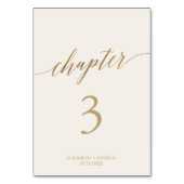 Elegant Gold en crème Hoofdstuk Tabelnummer Kaart (Achterkant)