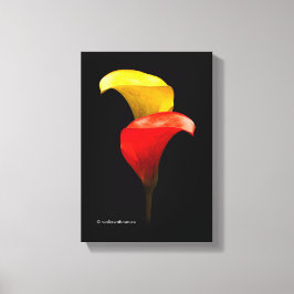 Elegant Gold en Crimson Calla Lilies Canvas Afdruk